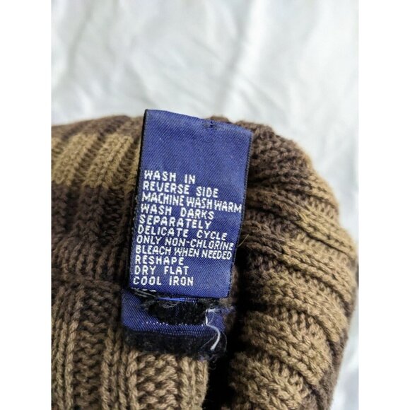Vintage Gap Sweater Brown Striped 100% Cotton Ribbed Womens Size L - Picture 6 of 9
